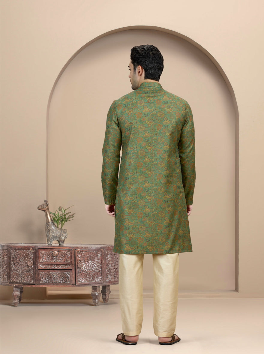Green Printed Kurta | The Kurta Company