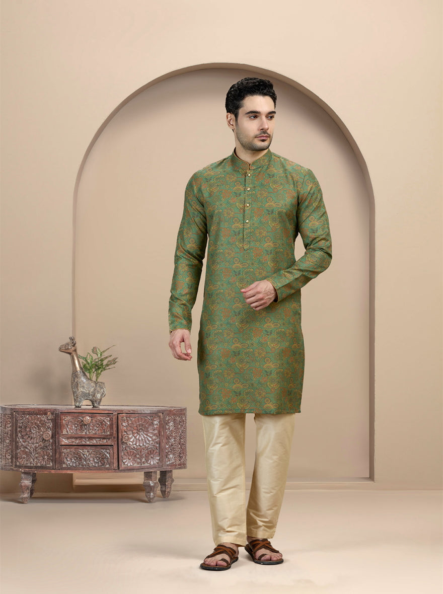 Green Printed Kurta | The Kurta Company