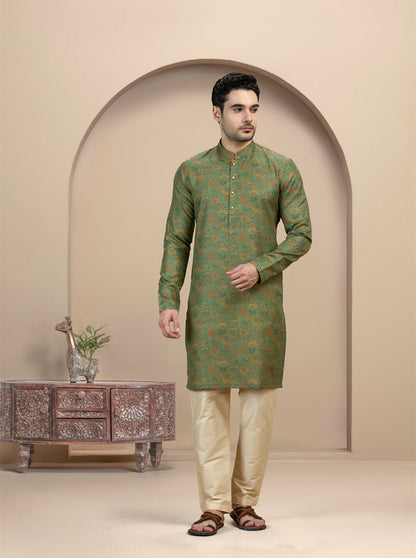 Green Printed Kurta | The Kurta Company
