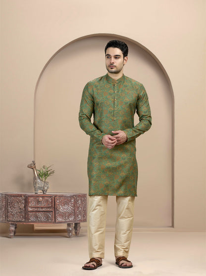 Green Printed Kurta | The Kurta Company