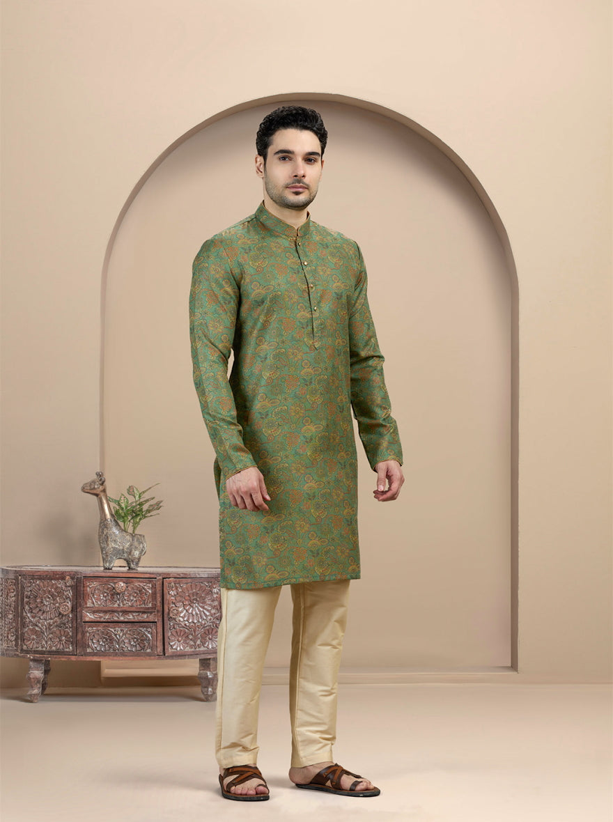 Green Printed Kurta | The Kurta Company