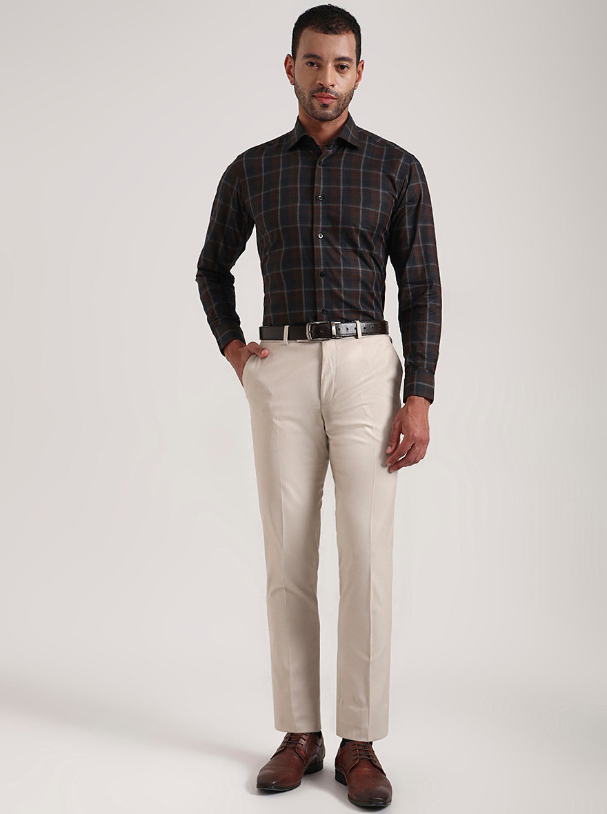 Brown & Green Checked Slim Fit Formal Shirt | Metal