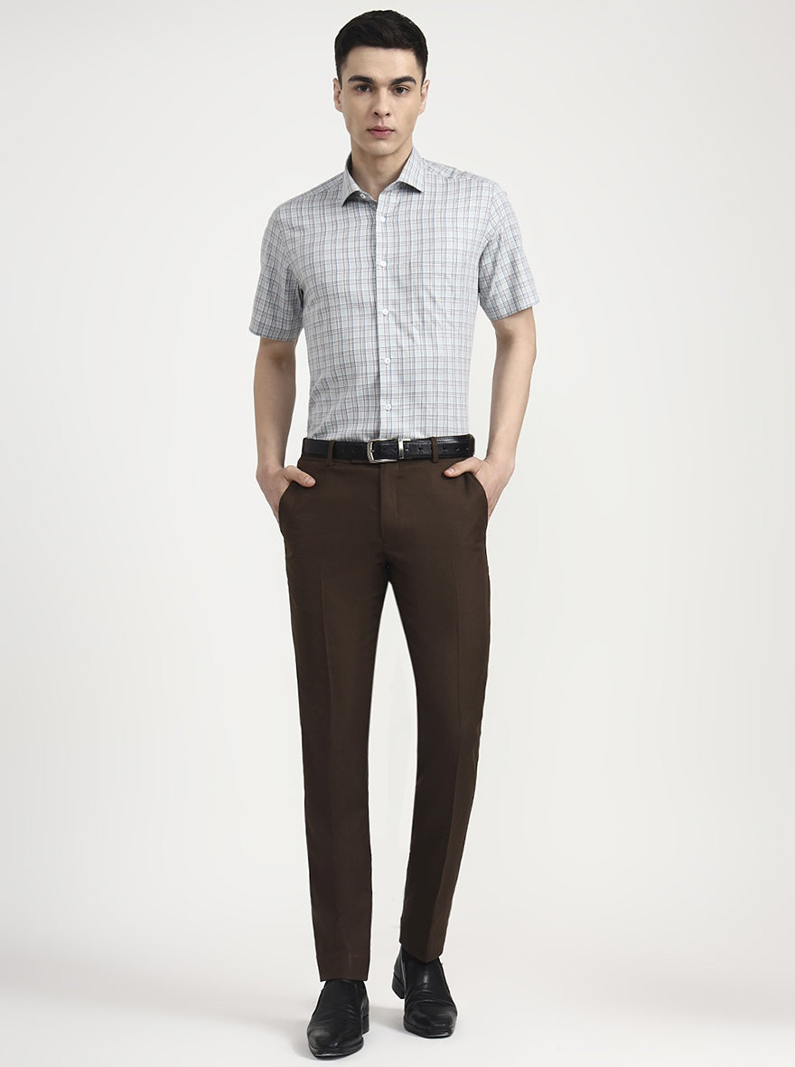 Mint Blue Checked Regular Fit Formal Shirt | JadeBlue