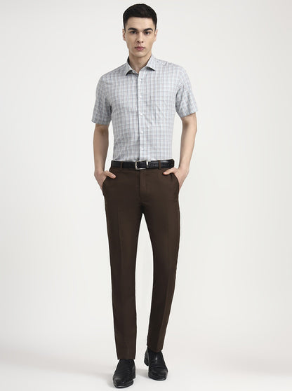 Mint Blue Checked Regular Fit Formal Shirt | JadeBlue