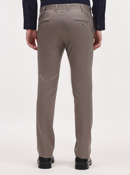 Light Brown Solid Slim Fit Formal Trouser | JadeBlue Super Luxe