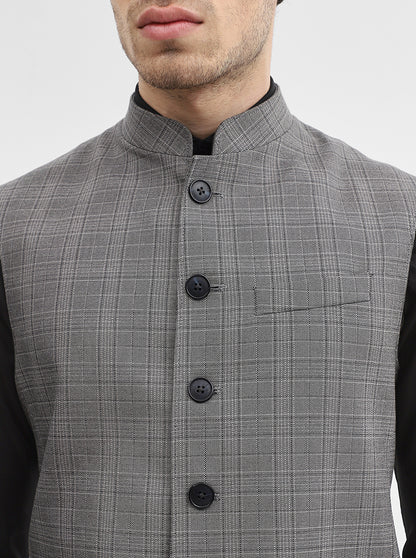 Grey Checked Regular Fit Modi Jacket | JadeBlue