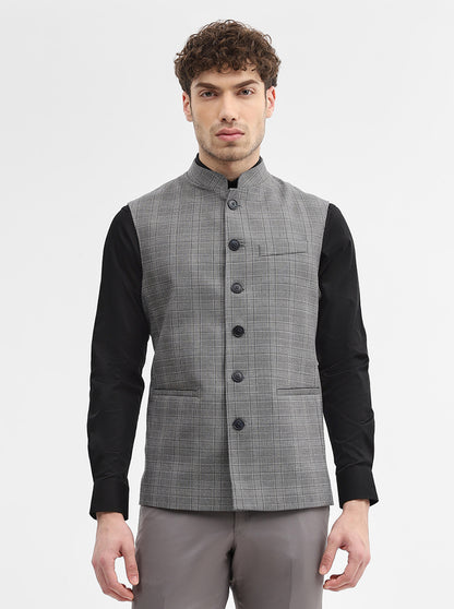 Grey Checked Regular Fit Modi Jacket | JadeBlue