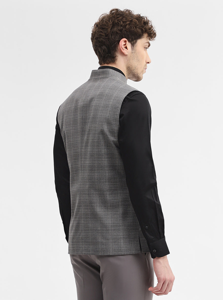 Grey Checked Regular Fit Modi Jacket | JadeBlue