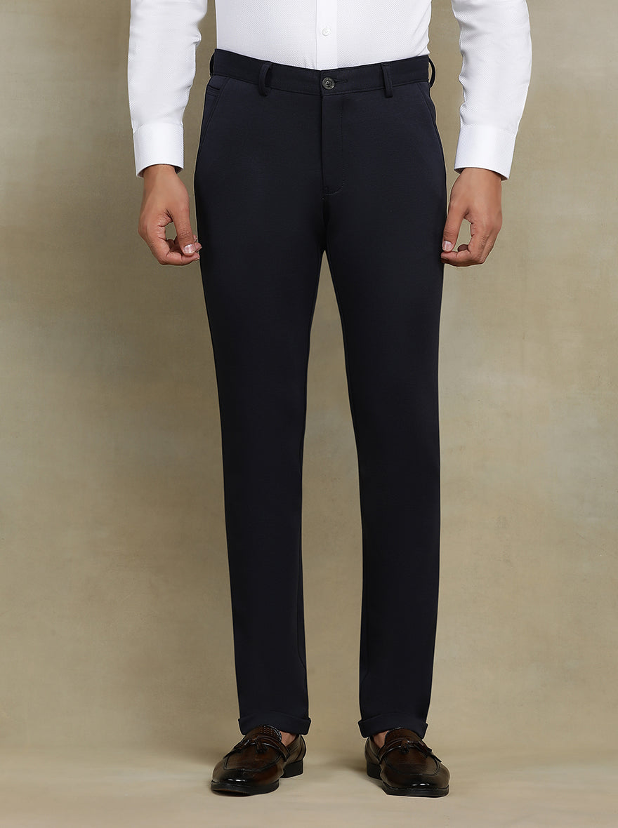 Navy Blue Solid Slim fit Club Wear Trouser | JB Studio