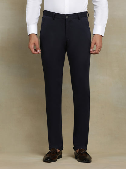 Navy Blue Solid Slim fit Club Wear Trouser | JB Studio