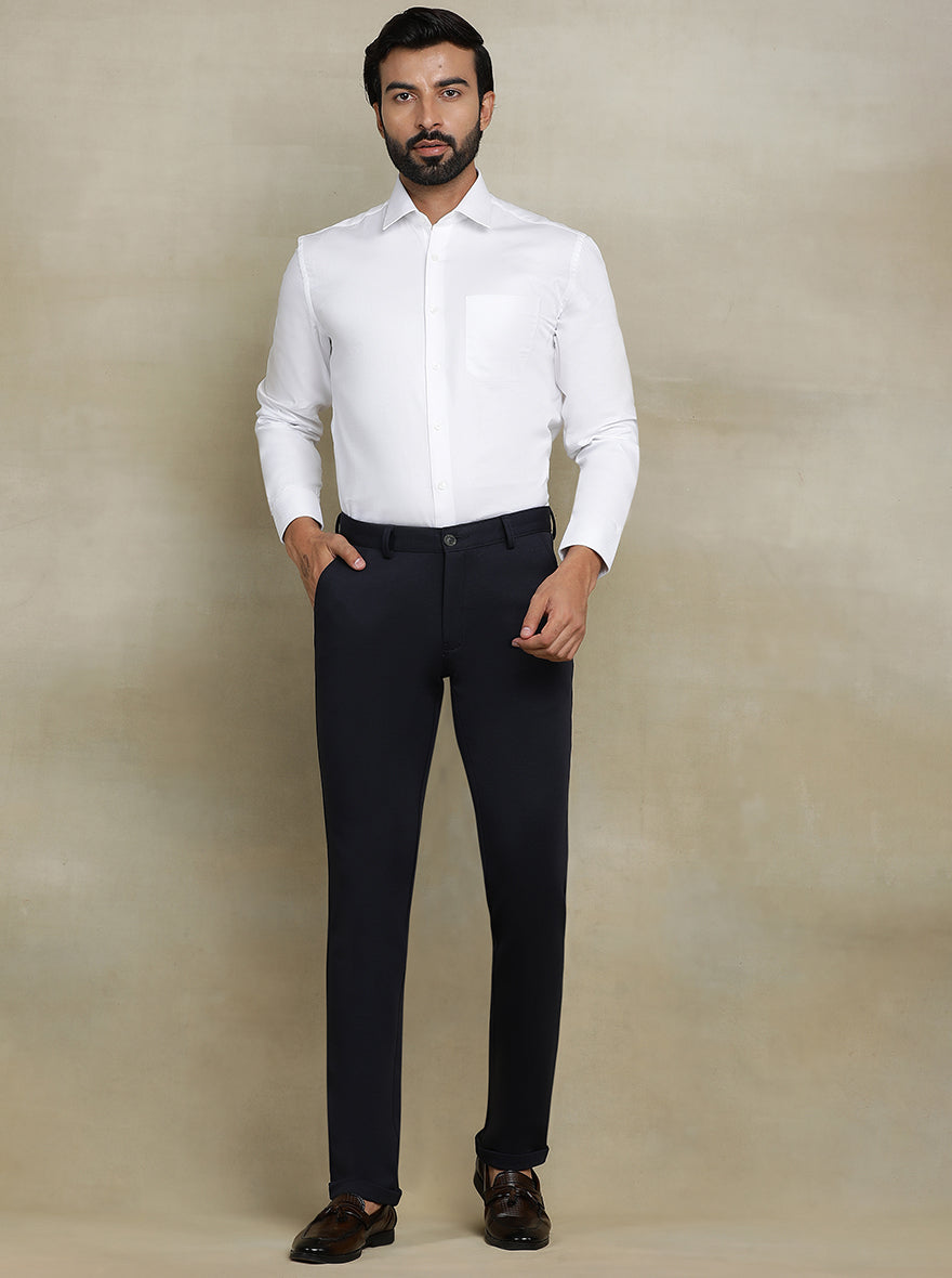 Navy Blue Solid Slim fit Club Wear Trouser | JB Studio