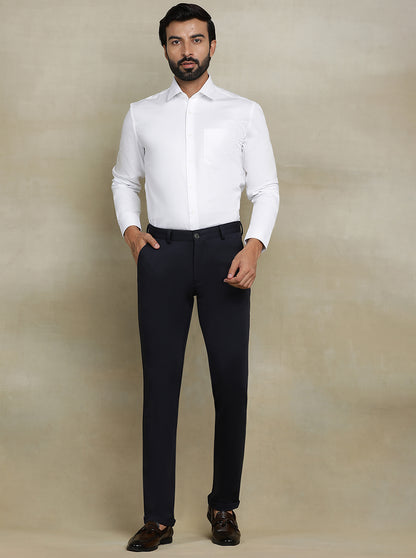 Navy Blue Solid Slim fit Club Wear Trouser | JB Studio