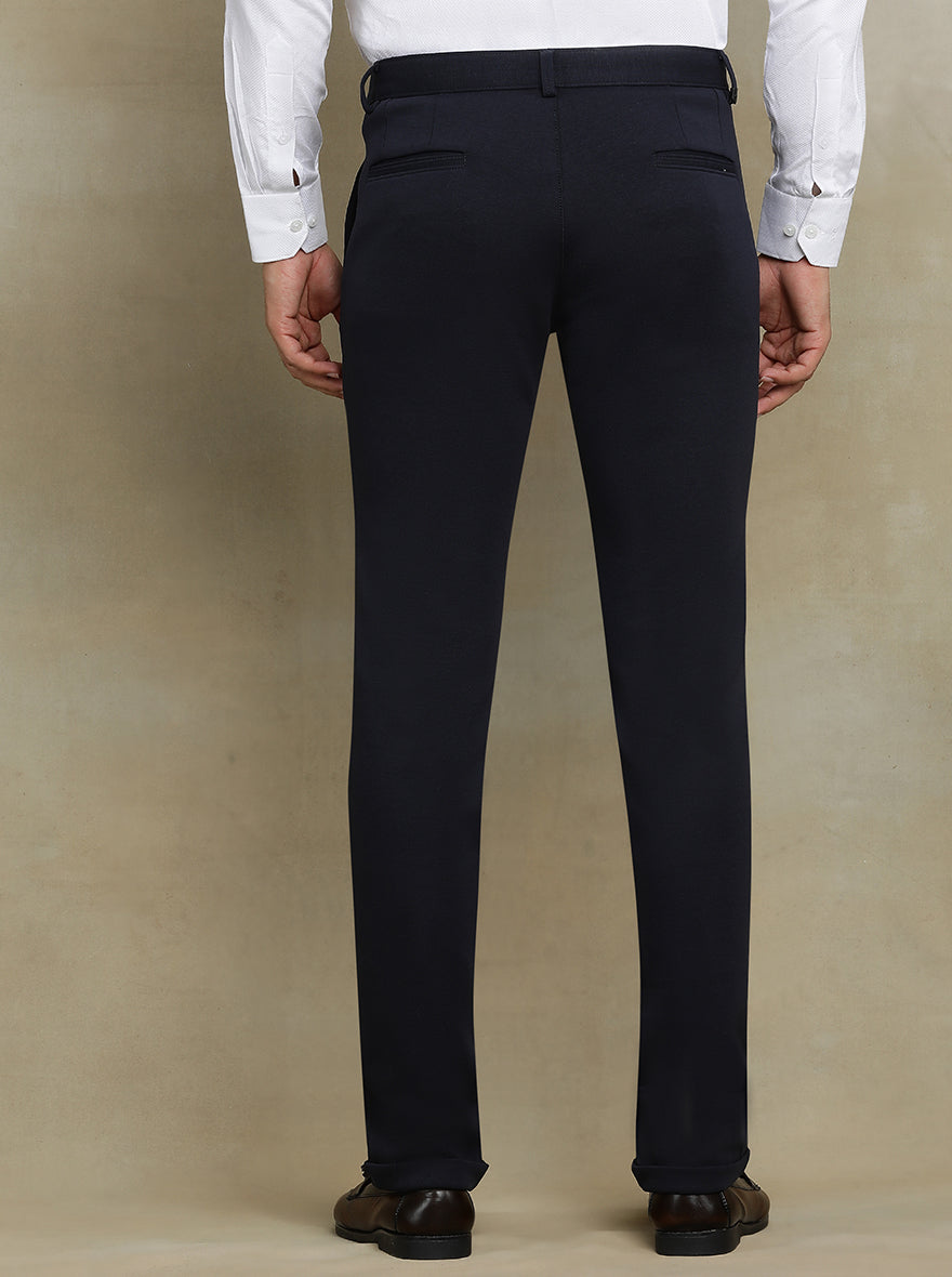 Navy Blue Solid Slim fit Club Wear Trouser | JB Studio