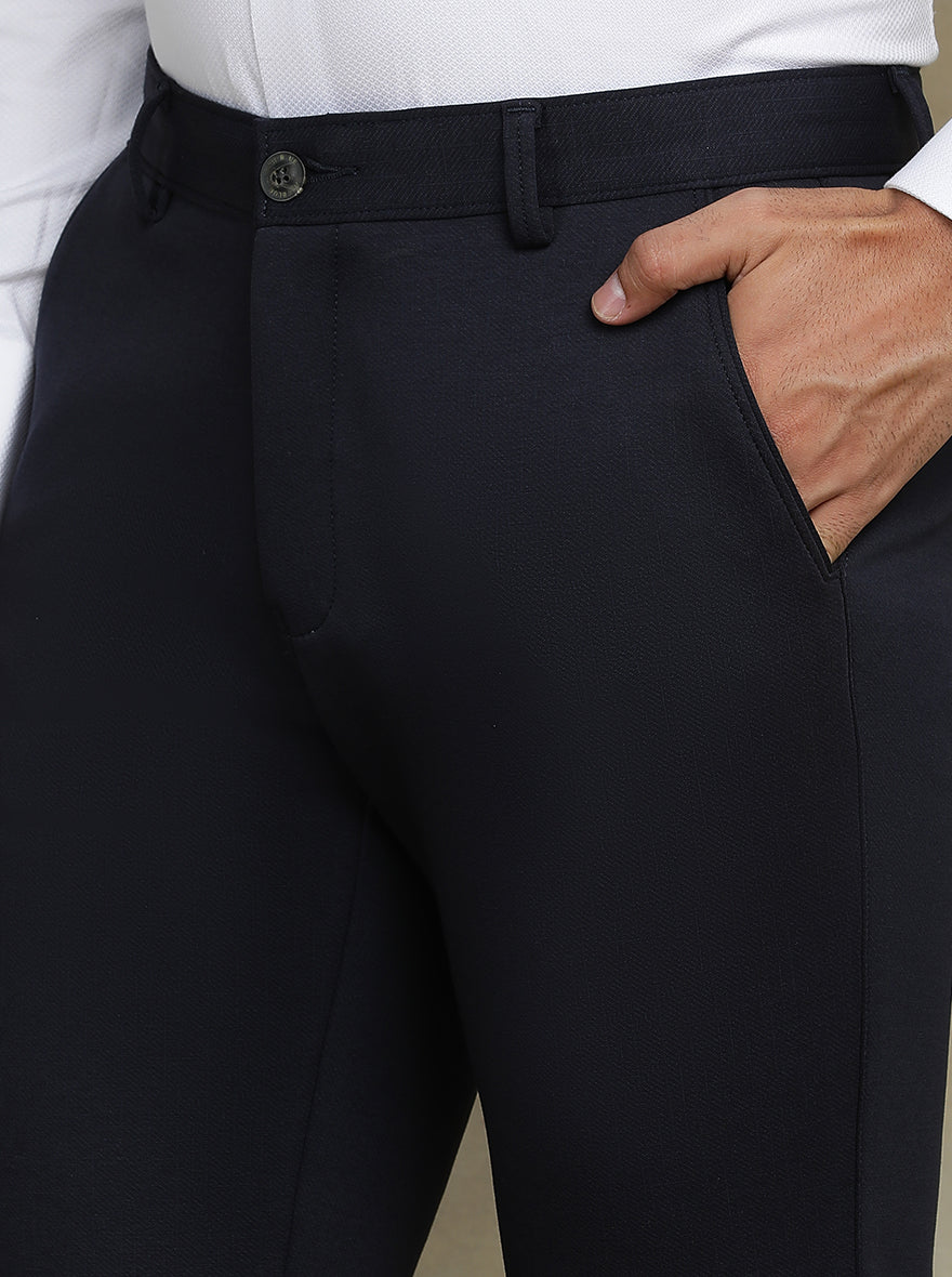 Navy Blue Solid Slim fit Club Wear Trouser | JB Studio