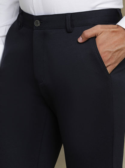 Navy Blue Solid Slim fit Club Wear Trouser | JB Studio