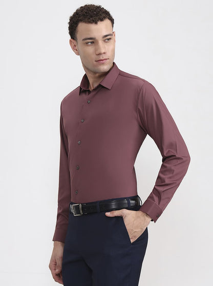Dark Pink Solid Slim Fit Party Wear Shirt | Wyre