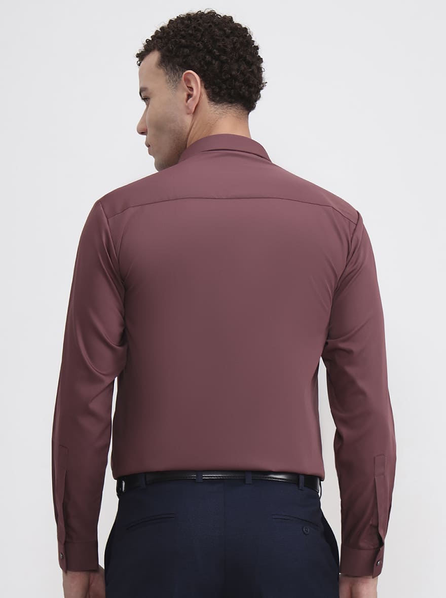 Dark Pink Solid Slim Fit Party Wear Shirt | Wyre