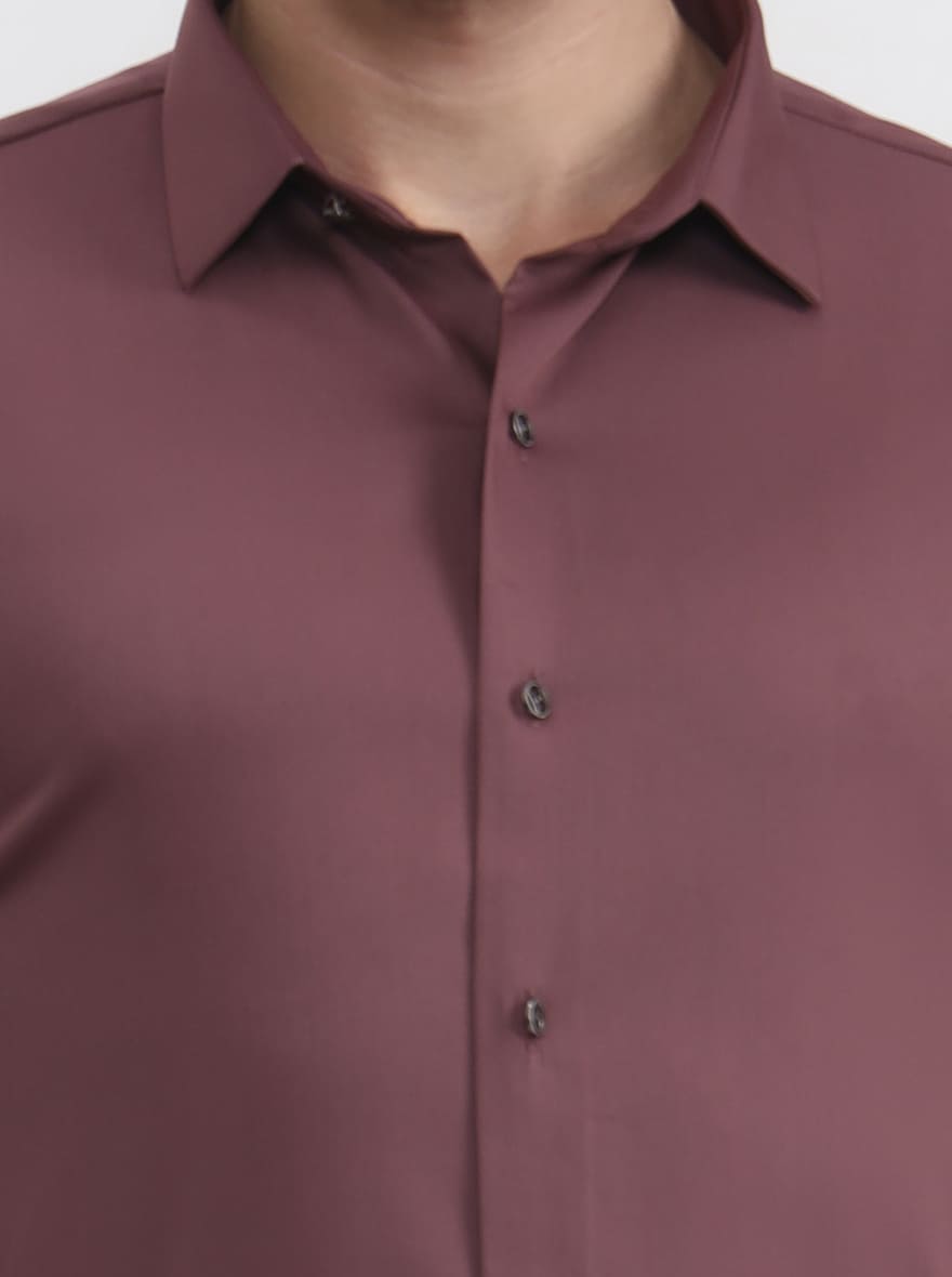 Dark Pink Solid Slim Fit Party Wear Shirt | Wyre
