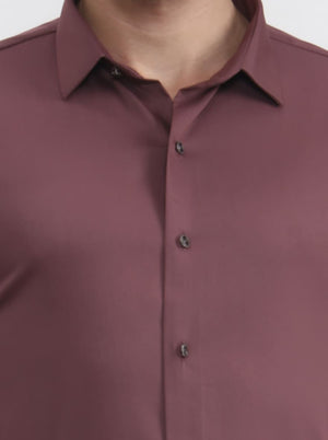 Dark Pink Solid Slim Fit Party Wear Shirt | Wyre