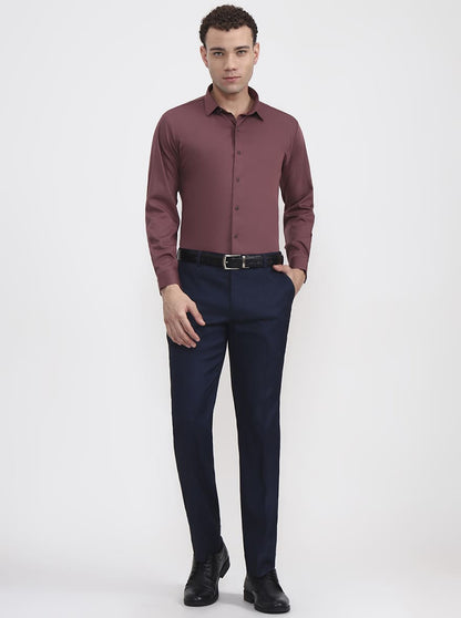 Dark Pink Solid Slim Fit Party Wear Shirt | Wyre
