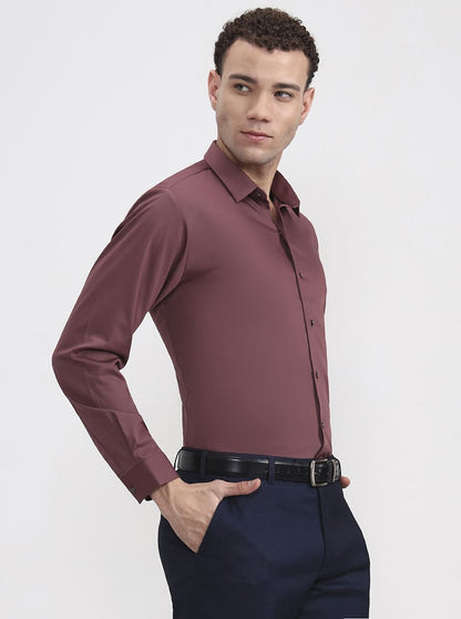 Dark Pink Solid Slim Fit Party Wear Shirt | Wyre