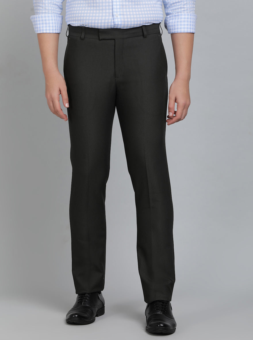 Green Solid Slim Fit Formal Trouser | Metal