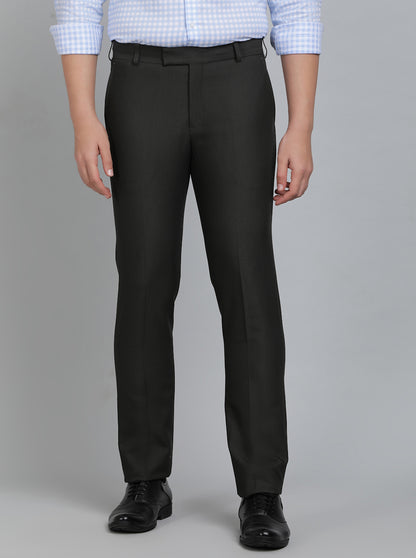 Green Solid Slim Fit Formal Trouser | Metal