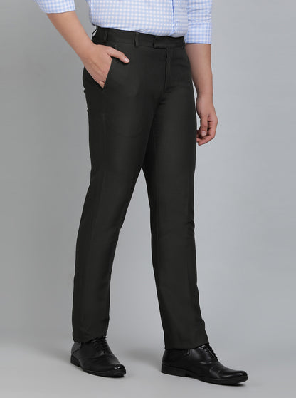 Green Solid Slim Fit Formal Trouser | Metal