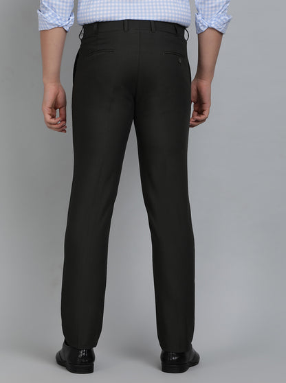 Green Solid Slim Fit Formal Trouser | Metal
