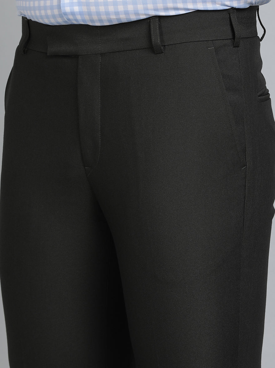 Green Solid Slim Fit Formal Trouser | Metal