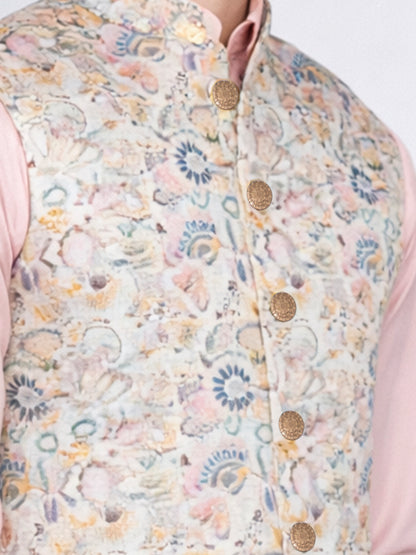 Cream Printed Waistcoat | Wyre