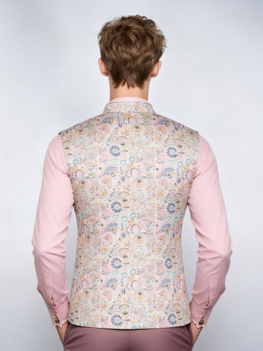 Cream Printed Waistcoat | Wyre