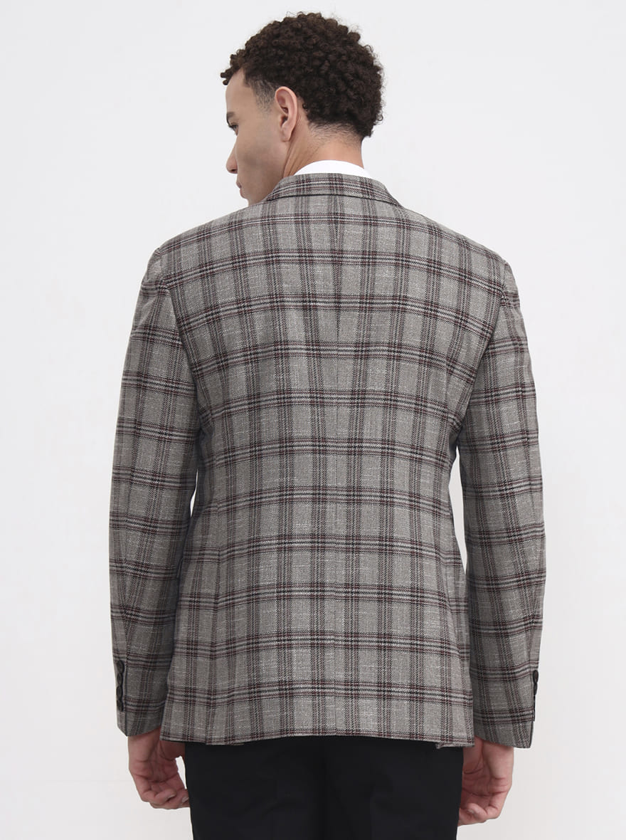 Brown Checked Regular Fit Blazer | JB X JB