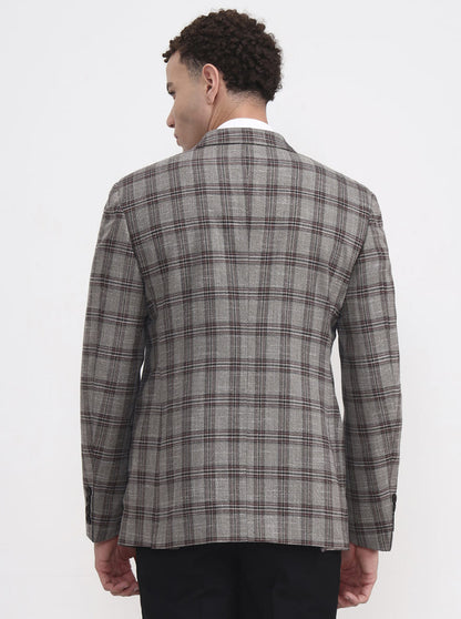 Brown Checked Regular Fit Blazer | JB X JB