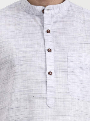 Grey & Light Blue Self Textured Modi Kurta | JadeBlue