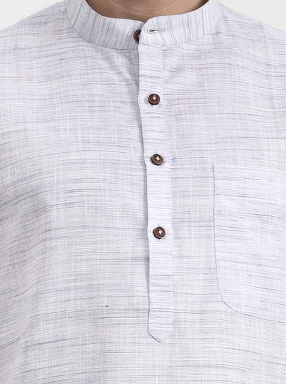 Grey & Light Blue Self Textured Modi Kurta | JadeBlue