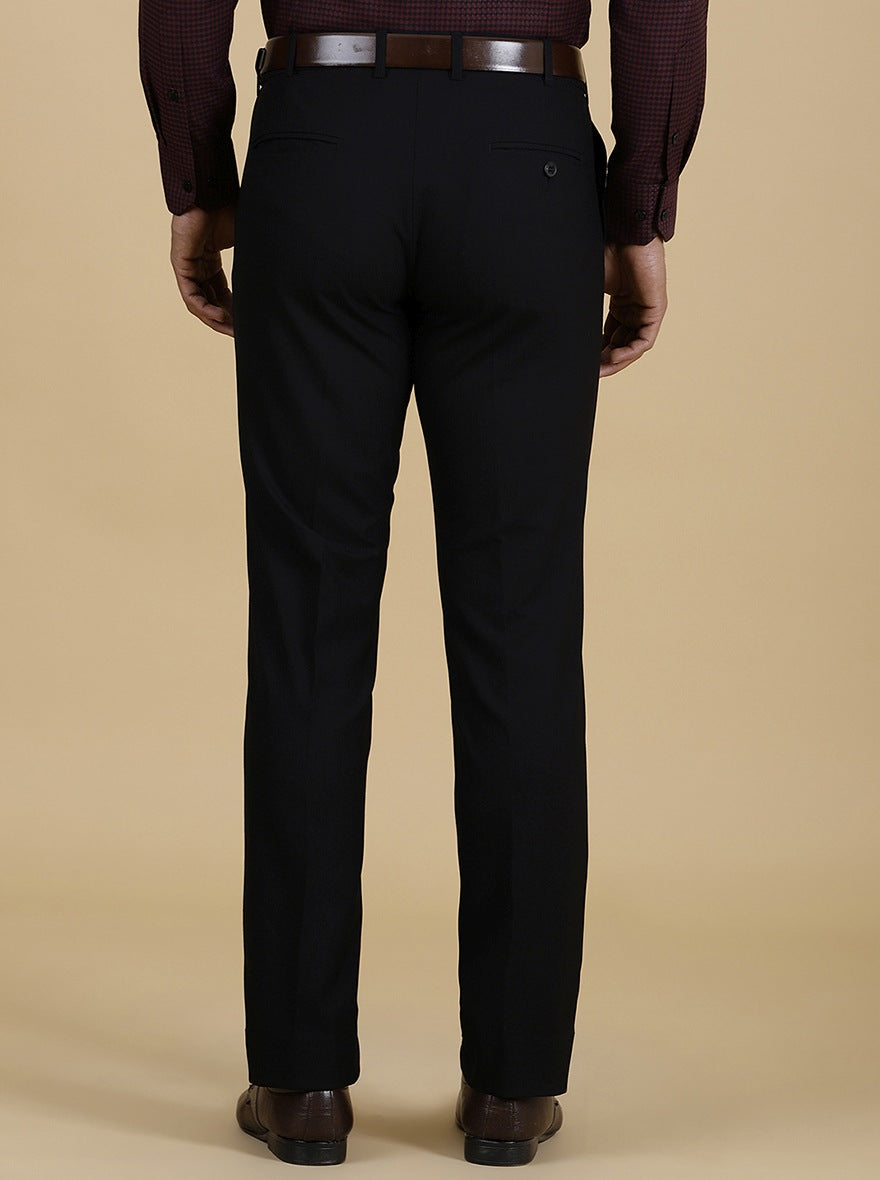 Black Solid Slim Fit Formal Trouser | Metal