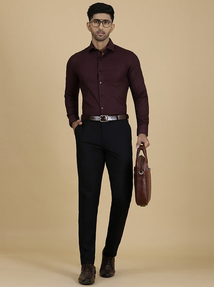 Black Solid Slim Fit Formal Trouser | Metal