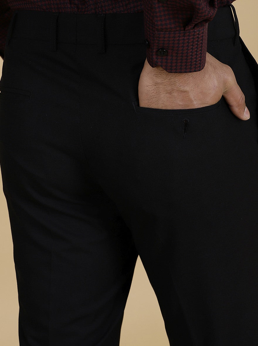 Black Solid Slim Fit Formal Trouser | Metal