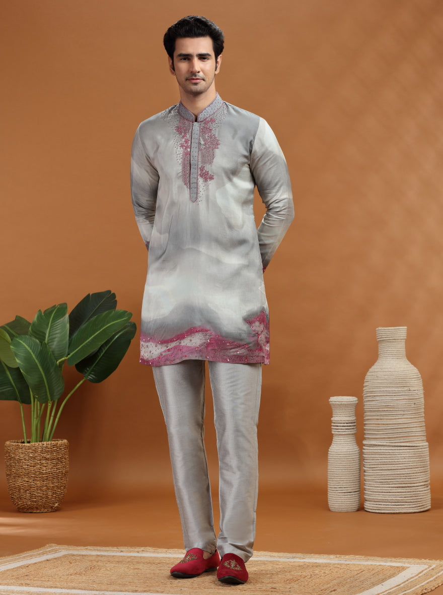 Grey Embroidered Kurta | TULA