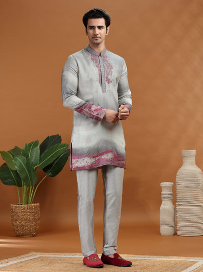 Grey Embroidered Kurta | TULA