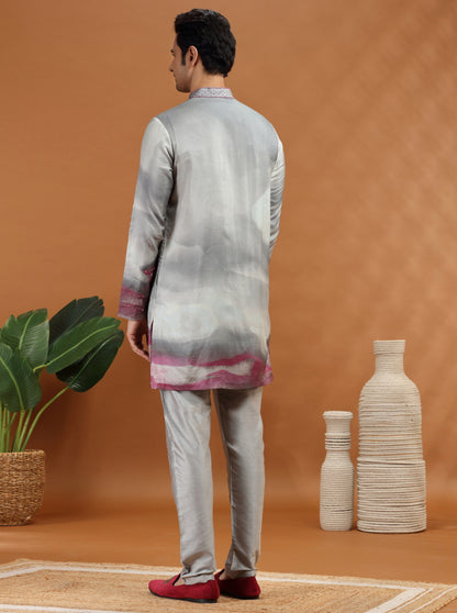 Grey Embroidered Kurta | TULA