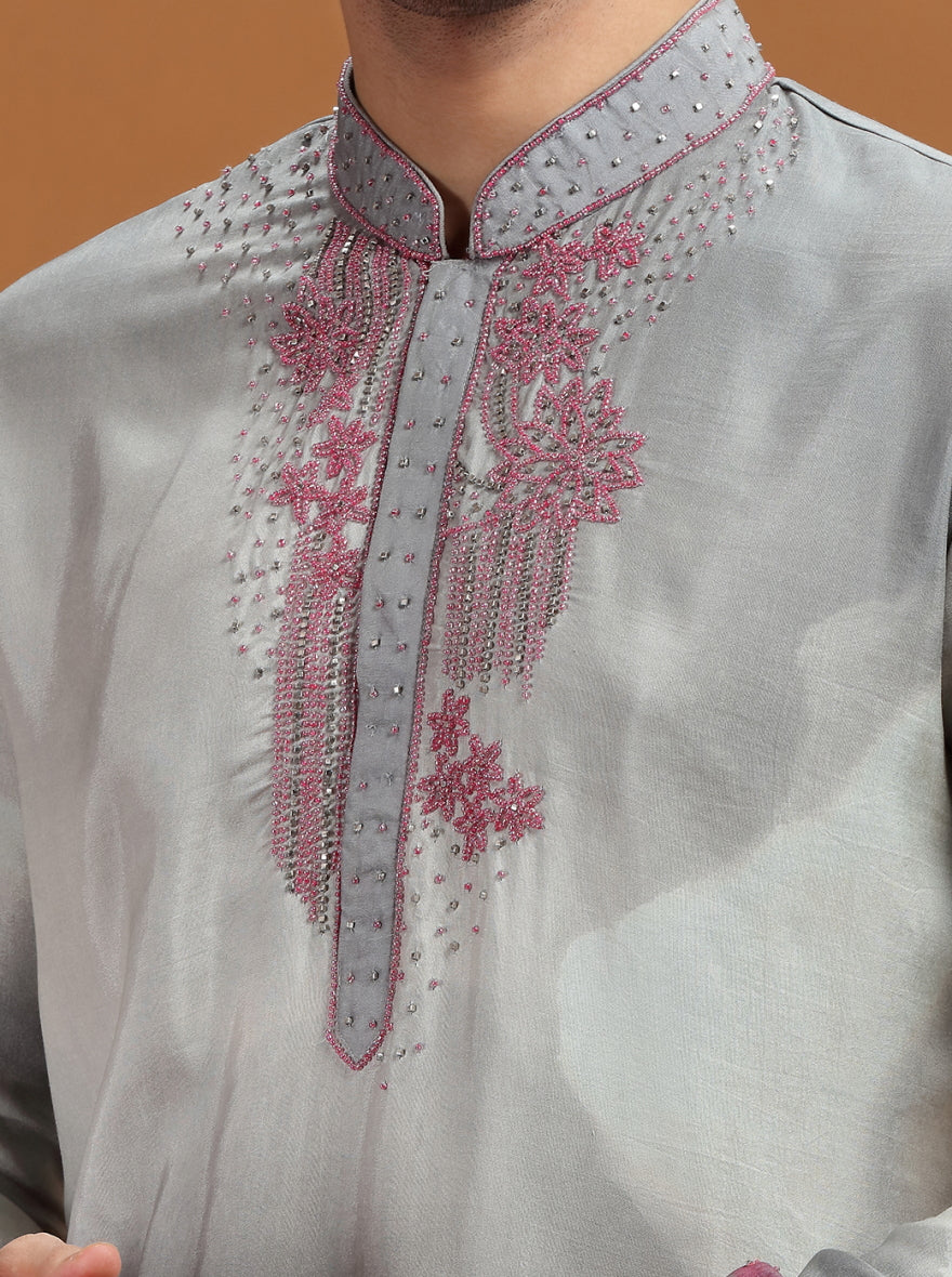 Grey Embroidered Kurta | TULA