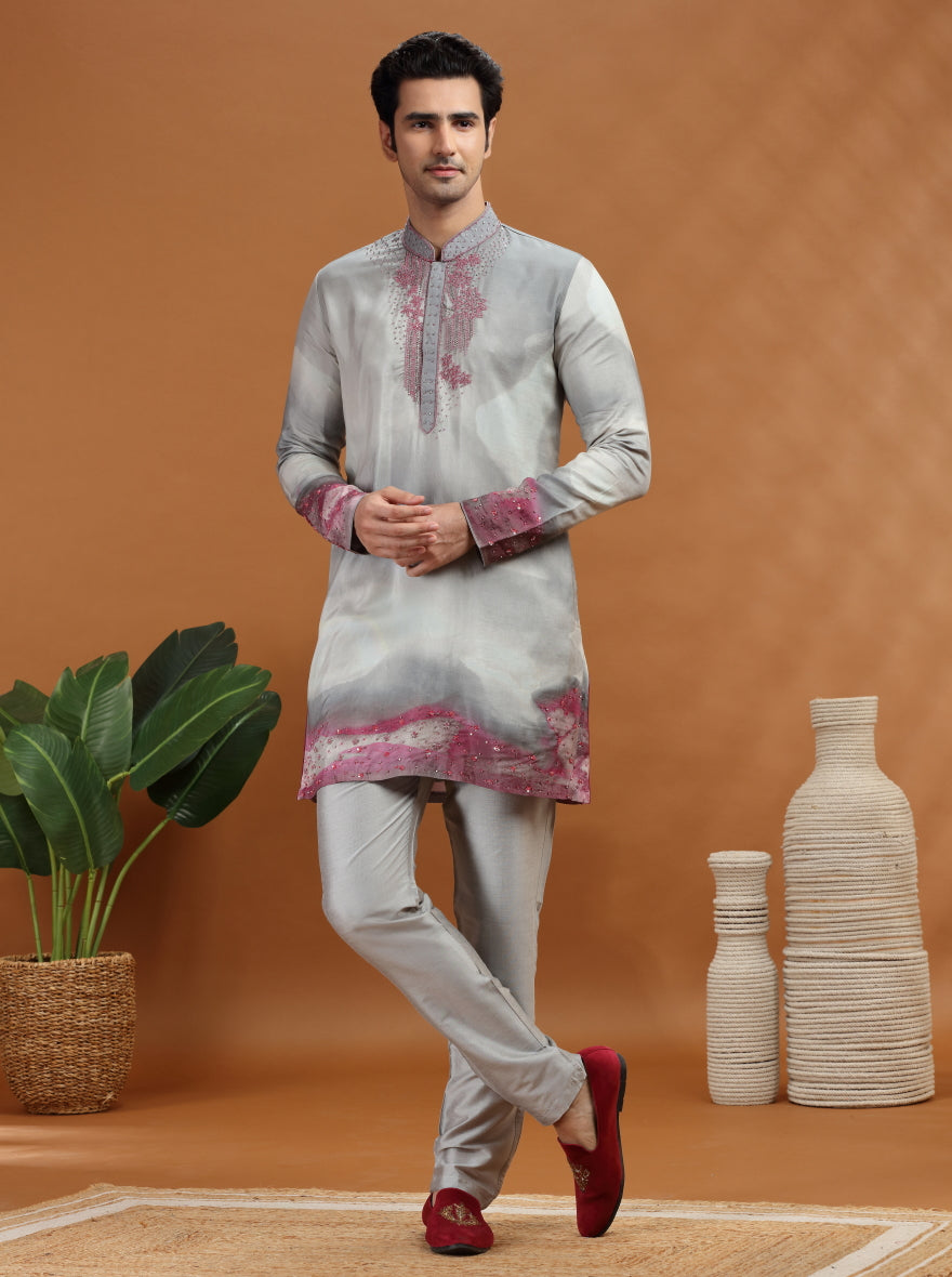 Grey Embroidered Kurta | TULA