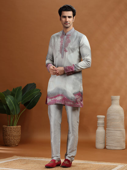 Grey Embroidered Kurta | TULA