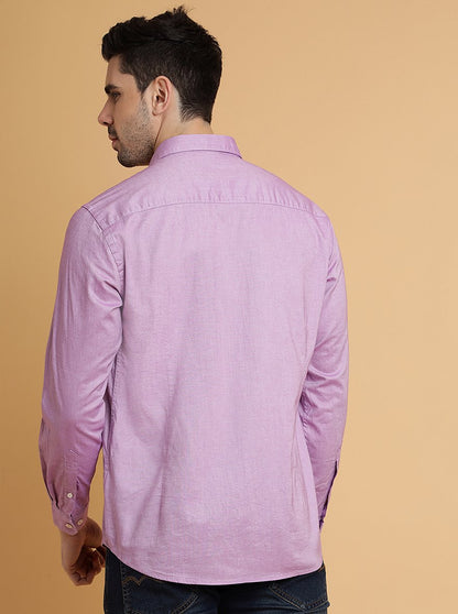 Pink Solid Smart Fit Semi Casual Shirt | Greenfibre