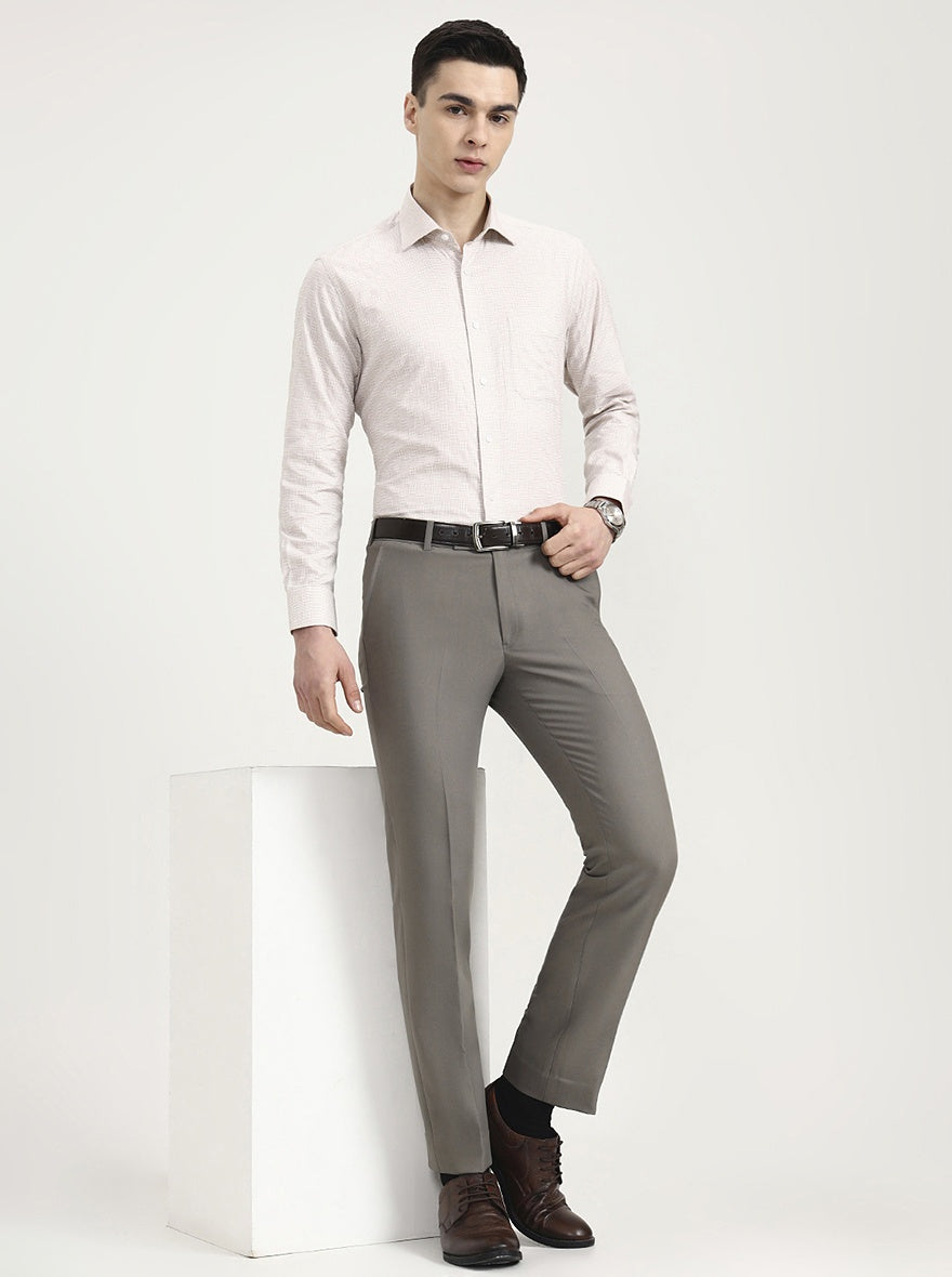 Pista Solid Slim Fit Formal Trouser | Metal