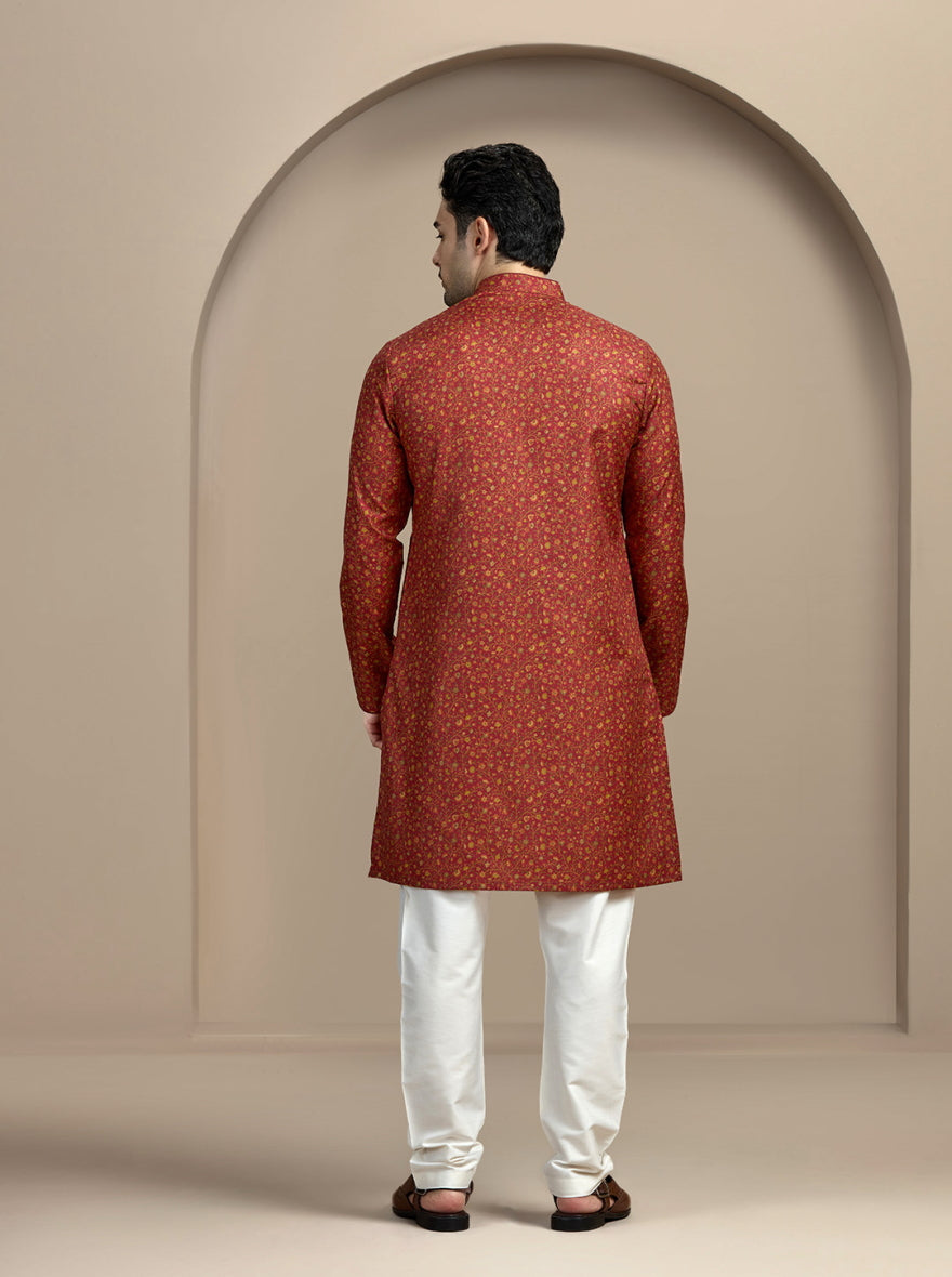 Dark Red Printed Kurta | The Kurta Company