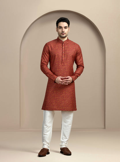 Dark Red Printed Kurta | The Kurta Company