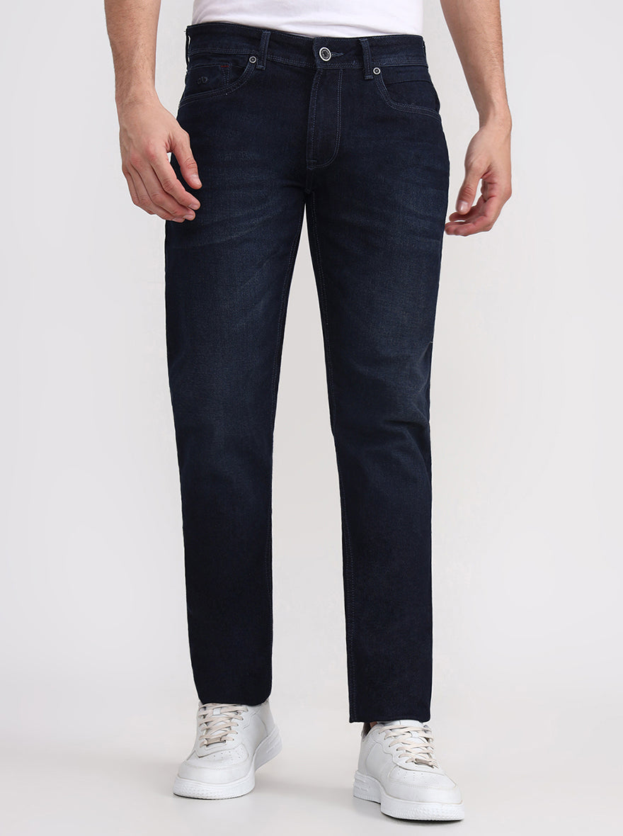 Dark Indigo Blue Washed Slim Fit Jeans | JadeBlue